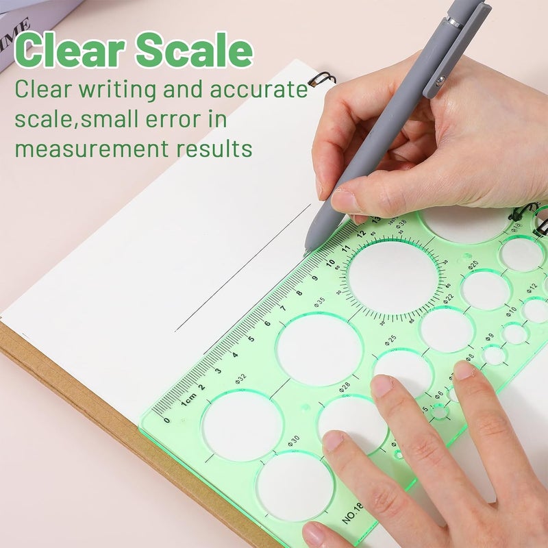 Elegaperma 2 pcs Circle Template for Drawing, Lightweight Portable Circle Stencils, Durable Geometric Stencil, Draw Geometric Shapes Such as Circles, Triangles, Squares, and Hexagons of Various Sizes - Image 5